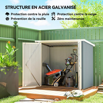 Garden Shed 1.09 square meter – 2 Lockable Doors – 147 x 86 x 134 cm – Sheet Steel – Light Grey/White