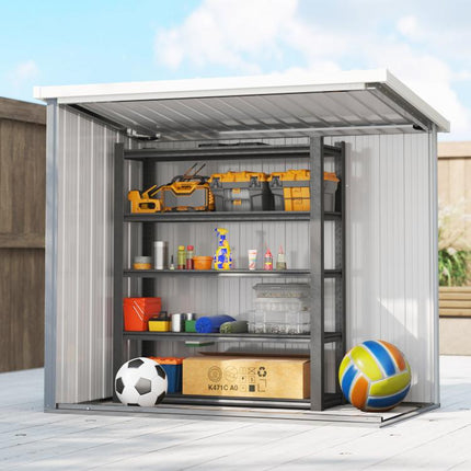 Garden Shed 1.09 square meter – 2 Lockable Doors – 147 x 86 x 134 cm – Sheet Steel – Light Grey/White
