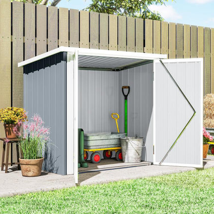 Garden Shed 1.09 square meter – 2 Lockable Doors – 147 x 86 x 134 cm – Sheet Steel – Light Grey/White