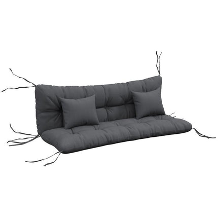 Set of 4 outdoor cushions for a garden swing: 1 seat cushion, back cushions, and 2 pillows.