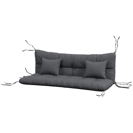 Set of 4 outdoor cushions for a garden swing: 1 seat cushion, back cushions, and 2 pillows.