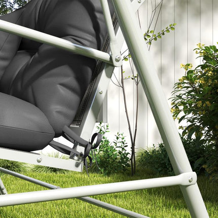 Set of 4 outdoor cushions for a garden swing: 1 seat cushion, back cushions, and 2 pillows.