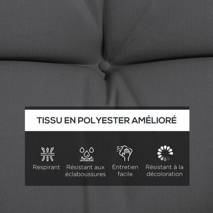 Set of 4 outdoor cushions for a garden swing: 1 seat cushion, back cushions, and 2 pillows.