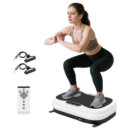 Plataforma Vibratoria con 50 Velocidades 3 Programas Pantalla LED Mando a Distancia Bandas Elásticas Ejercicio en Casa