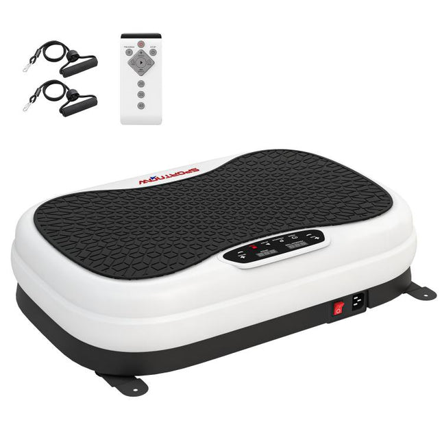 Plataforma Vibratoria con 50 Velocidades 3 Programas Pantalla LED Mando a Distancia Bandas Elásticas Ejercicio en Casa
