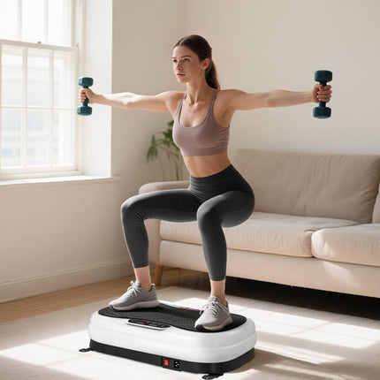 Plataforma Vibratoria con 50 Velocidades 3 Programas Pantalla LED Mando a Distancia Bandas Elásticas Ejercicio en Casa