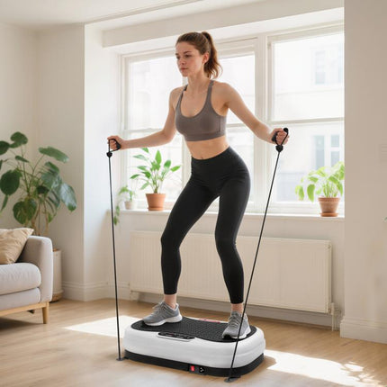 Plataforma Vibratoria con 50 Velocidades 3 Programas Pantalla LED Mando a Distancia Bandas Elásticas Ejercicio en Casa