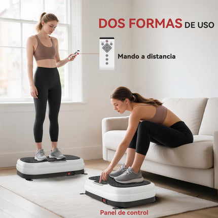 Plataforma Vibratoria con 50 Velocidades 3 Programas Pantalla LED Mando a Distancia Bandas Elásticas Ejercicio en Casa