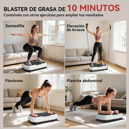 Plataforma Vibratoria con 50 Velocidades 3 Programas Pantalla LED Mando a Distancia Bandas Elásticas Ejercicio en Casa