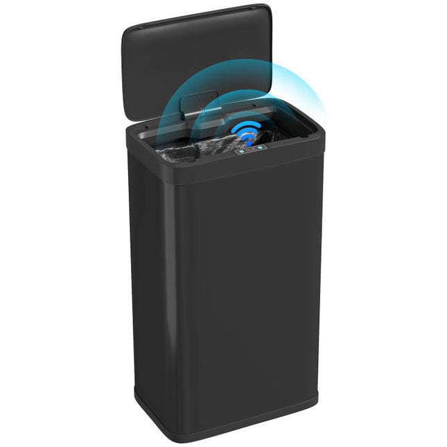 Cubo de Basura Cocina Automático 45 L con Sensor Infrarrojo Cierre Suave y Cubo Interior Extraíble Antihuellas Negro