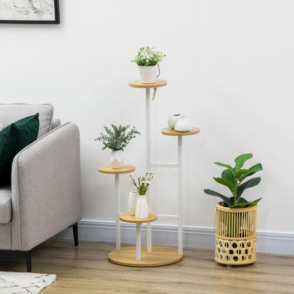 Soporte para Plantas de 4 Niveles Estantería para Macetas para Interior y Exterior 40x40x95,5 cm Natural