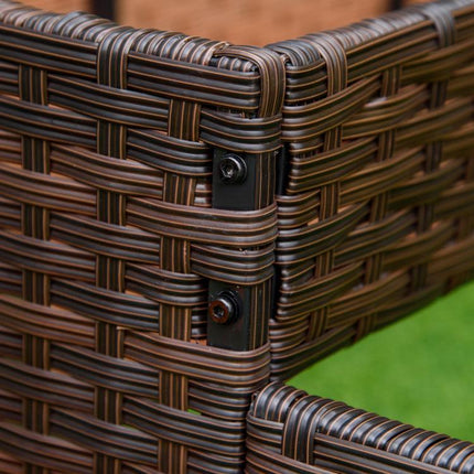 3-Tier Bottomless Synthetic Rattan Raised Garden Bed for Plants and Vegetables, 120x120x40cm, Grey