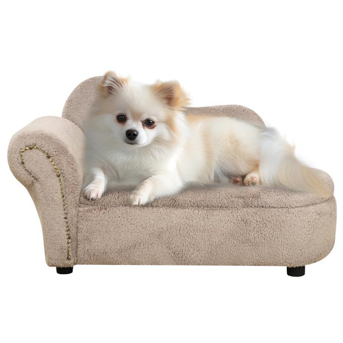 Elevated Dog Sofa with Hidden Storage, Padded Wooden Sofa with Velvet-Touch Fabric, 80x40x46 cm, Beige