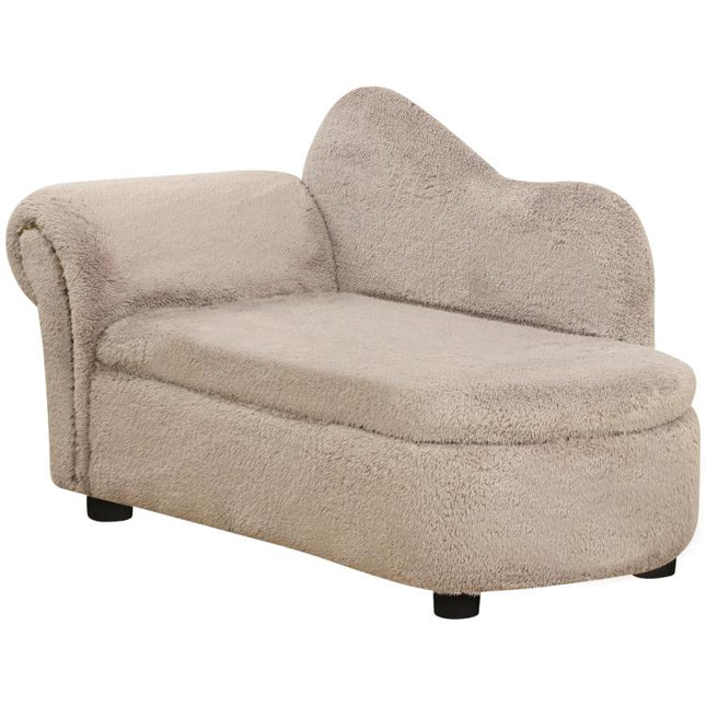 Elevated Dog Sofa with Hidden Storage, Padded Wooden Sofa with Velvet-Touch Fabric, 80x40x46 cm, Beige
