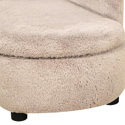 Elevated Dog Sofa with Hidden Storage, Padded Wooden Sofa with Velvet-Touch Fabric, 80x40x46 cm, Beige