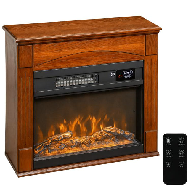 1000W/2000W electric fireplace, faux fireplace with 3D flame effect (6 colors and 3 brightness levels), 68.5 x 27.5 x 63 cm, brown