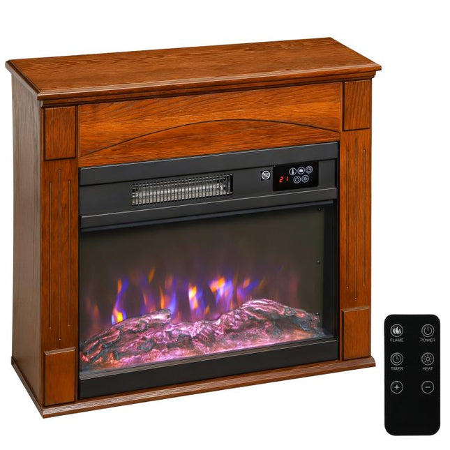 1000W/2000W electric fireplace, faux fireplace with 3D flame effect (6 colors and 3 brightness levels), 68.5 x 27.5 x 63 cm, brown