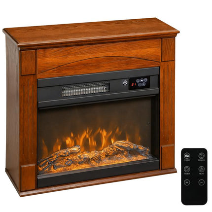 1000W/2000W electric fireplace, faux fireplace with 3D flame effect (6 colors and 3 brightness levels), 68.5 x 27.5 x 63 cm, brown