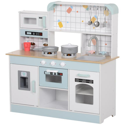 Wooden Toy Kitchen for Children Aged 3+, with Interactive Stove, Oven, and Coffee Maker – White