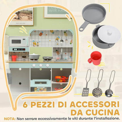 Wooden Toy Kitchen for Children Aged 3+, with Interactive Stove, Oven, and Coffee Maker – White