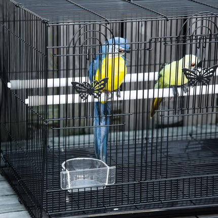 Bird Cage with 2 Perches and 3 Entrances – Metal Wire and Plastic, 60x41x41 cm, Black