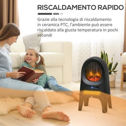 Fan Heater with 3 Heating Modes and 3 Adjustable Temperature Settings, 33.7 x 25.5 x 60.4 cm, Black