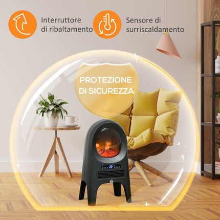 Fan Heater with 3 Heating Modes and 3 Adjustable Temperature Settings, 33.7 x 25.5 x 60.4 cm, Black
