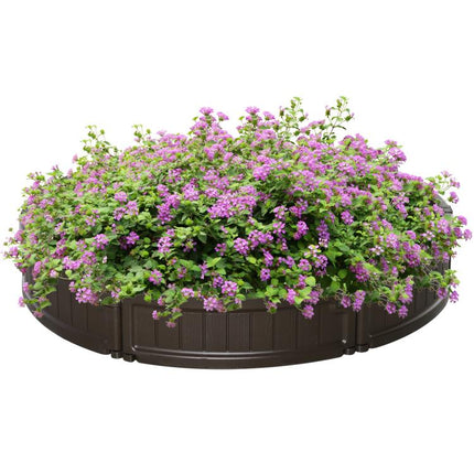 HDPE Raised Garden Bed, Round Outdoor Planter, Φ123x21cm, Brown