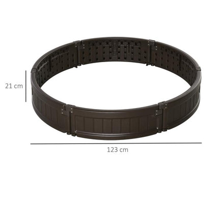 HDPE Raised Garden Bed, Round Outdoor Planter, Φ123x21cm, Brown