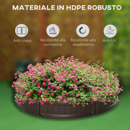 HDPE Raised Garden Bed, Round Outdoor Planter, Φ123x21cm, Brown