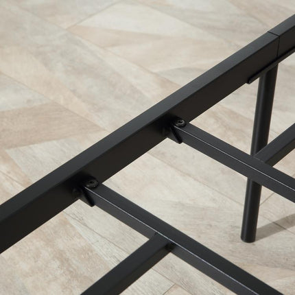 Industrial-Style Wood and Steel Single Bed Frame with Slats, 90x200cm