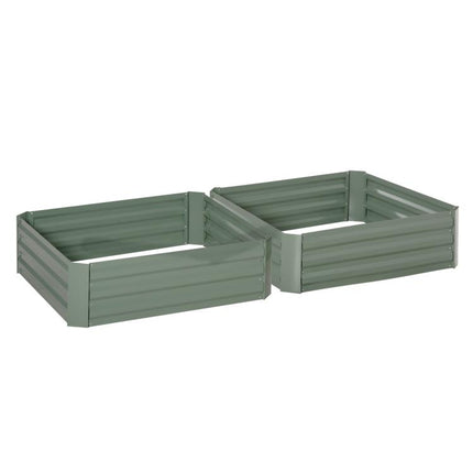 Set of 2 Galvanized Steel Raised Garden Beds for Plants and Vegetables, 100x100x30cm