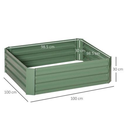 Set of 2 Galvanized Steel Raised Garden Beds for Plants and Vegetables, 100x100x30cm