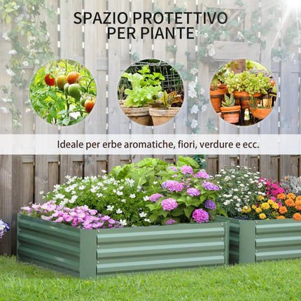 Set of 2 Galvanized Steel Raised Garden Beds for Plants and Vegetables, 100x100x30cm