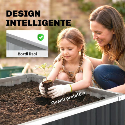 Steel Raised Garden Bed, Open-Bottom and Tool-Free Assembly, 90x90x30cm