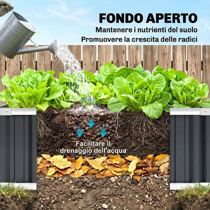 Steel Raised Garden Bed, Open-Bottom and Tool-Free Assembly, 90x90x30cm