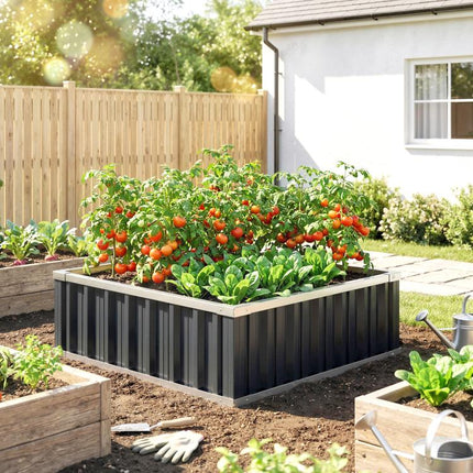 Steel Raised Garden Bed, Open-Bottom and Tool-Free Assembly, 90x90x30cm