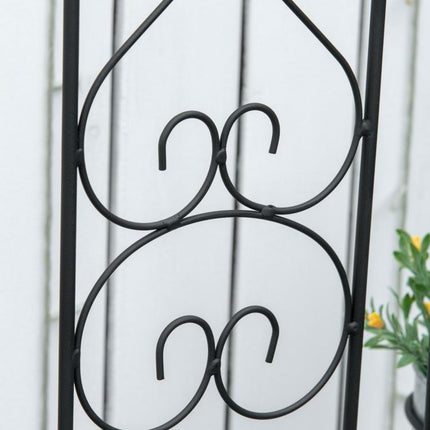 Foldable Vertical Metal Plant Stand with 5 Outdoor Pots, 82x12.5x150cm, Black