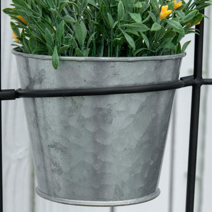 Foldable Vertical Metal Plant Stand with 5 Outdoor Pots, 82x12.5x150cm, Black