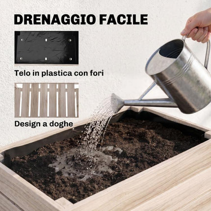 Raised Garden Bed with 4 Planters (50x30x60 cm), Natural Wood Finish