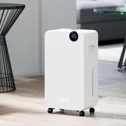 12L/Day Dehumidifier, 2.1L Water Tank, LED Display, 24-Hour Timer, Child Lock, for 12–25m2 – White