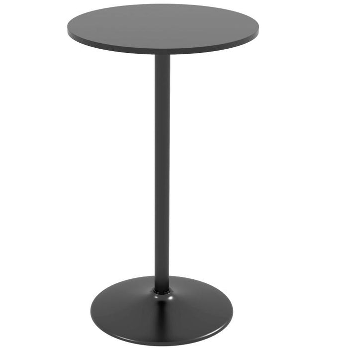 Mesa Alta de Bar Redonda Mesa de Cocina Moderna con Encimera Laminada y Marco de Acero para 2 Personas ?60x102 cm Negro