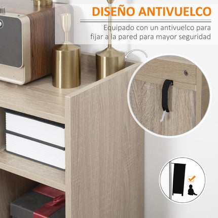 Modern Living Room Sideboard with 2 Doors, 1 Drawer, and 3 Open Shelves 80x30x96.5 cm Natural