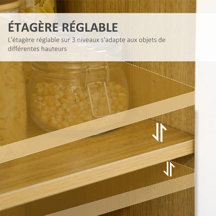 Kitchen storage unit for microwave, 1 drawer, 2 cupboards with one shelf, 90 x 40 x 98.5 cm, wood and white