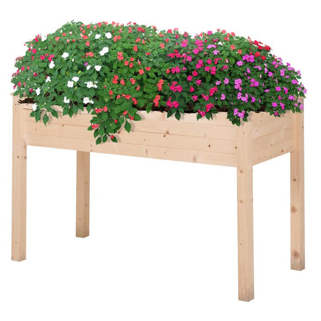 Raised Garden Bed / Elevated Urban Planter Table with Fabric Liner, 122.5 x 56.5 x 76 cm, Wood