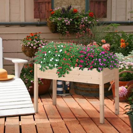 Raised Garden Bed / Elevated Urban Planter Table with Fabric Liner, 122.5 x 56.5 x 76 cm, Wood