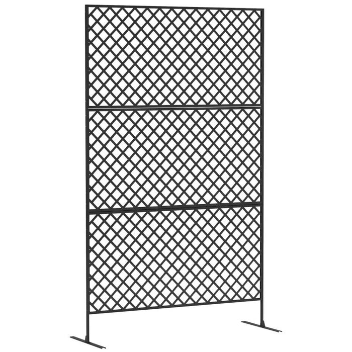 Outdoor Room Divider, Metal Privacy Screen for Patio, Porch, Garden, Freestanding Trellis, Steel, Black