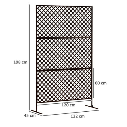 Outdoor Room Divider, Metal Privacy Screen for Patio, Porch, Garden, Freestanding Trellis, Steel, Black
