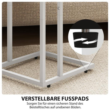 Klappbarer Beistelltisch, Ladestation mit USB-Ports, Metall, 39 x 29 x 57 cm, Holzfarben