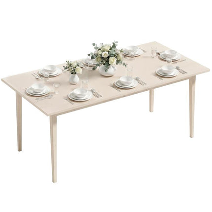 Esstisch für 8 Personen, Moderner Küchentisch mit Massivholzbeinen, 180 cm, Creme